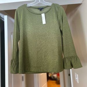 NWT J Crew  green bell sleeve sparkling top